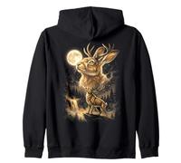 Jackalope Howling at the Moon Meme Zip Hoodie
