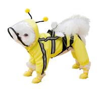 Jackanna All-Inclusive Puppy Dog Rain Four Feet Waterproof Teddy Bichon Pet Small Dog Dirty Rain Clothes with Feet Rain Coat (Yellow, M)