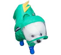Jackanna All-Inclusive Puppy Dog Rain Four Feet Waterproof Teddy Bichon Pet Small Dog Dirty Rain Clothes with Feet Rain Coat (Green Dinosaur, L)
