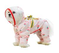Jackanna All-Inclusive Puppy Dog Rain Four Feet Waterproof Teddy Bichon Pet Small Dog Dirty Rain Clothes with Feet Rain Coat (Pink, L)