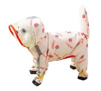 Jackanna All-Inclusive Puppy Dog Rain Four Feet Waterproof Teddy Bichon Pet Small Dog Dirty Rain Clothes with Feet Rain Coat (Pink Strawberry Raincoat, L)