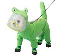 Jackanna All-Inclusive Puppy Dog Rain Four Feet Waterproof Teddy Bichon Pet Small Dog Dirty Rain Clothes with Feet Rain Coat (Green, XL)