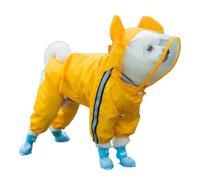 Jackanna All-Inclusive Puppy Dog Rain Four Feet Waterproof Teddy Bichon Pet Small Dog Dirty Rain Clothes with Feet Rain Coat (Yellow Bear, S)