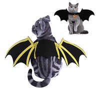 Jackanna Cat Bat Costume Halloween Dog Costumes Pet Clothes Bat Wings Pet Creepy Decorative Accessories for Spider Role Play (Printed Bat Bell)