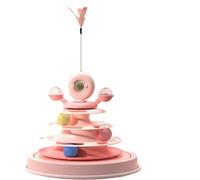 JACKANNA Cat Toy Self High Boredom Cat Carousel Teaser Cat Gods Kitten Teaser Ball Teaser Cat Stick Cat Toy Supplies (Orange-Pink)