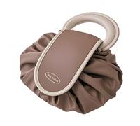 Jackanna Drawstring Cosmetic Bag Women - Large Travel Makeup Bag with One-Step Organiser, Lazy Bag for Storage, Portable & Practical, Pink Round, brown, bohemian