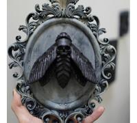 JACKANNA Gothic Resin Animal Head Wall Decor with Bat Design - Vintage Sculpture for Home Decor, Halloween & Gothic Style (30cm) - Includes Mounting Hanger (Silver)