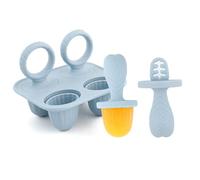 Jackanna Mini Silicone Ice Cube Moulds for Babies Teething Ring Cooling Aid for Teething Toy for Toddlers BPA-Free Ice Lolly Snack Moulds for Fruit & Porridge (Grey Blue)
