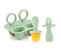 Jackanna Mini Silicone Ice Cube Moulds for Babies Teething Ring Cooling Aid for Teething Toy for Toddlers BPA-Free Ice Lolly Snack Moulds for Fruit & Porridge (Dark Green)
