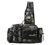 JACKANNA Multifunctional Fishing Waist Pack Fishing Rod Bag Large Capacity Outdoor Fishing Backpack Waterproof Fishing Backpack Tactical Camouflage Crossbody Bag, Dark Camo, 40×90cm, Bohemian style