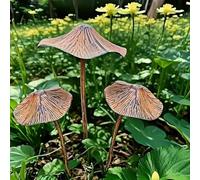 JACKANNA Mushroom Shape Garden Stake Outdoor Garden Decoration Plugin, Mushroom Garden Ornaments, Lawn Decoration, Ground Stake for Flower Bed, 2 Pieces, Mushroom Garden Decoration (Pack of 3)
