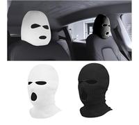 JACKANNA Pack of 2 Headrest Covers, Personalised & Breathable, Universal Cover for Car Seat (Children/Adults), Headrest Car Balaclava, White (Black and White)