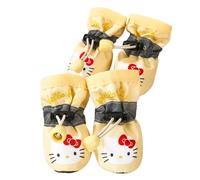 Jackanna Paw Protection Dog Shoes, Non-Slip Sole Winter Dog Boots with Reflective Strap, Dog Snow Boots for Small and Medium Dogs (Yellow Cat Head (Four Seasons), L)
