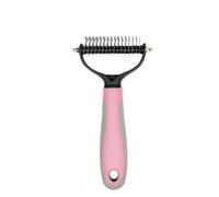 Jackanna Pet Double-Sided Knot Comb Explosive Stainless Steel Cat and Dog Comb Cleaning and Care Dandruff Comb Pet Knot Comb (Pink Large)