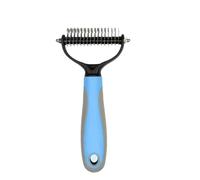 Jackanna Pet Double-Sided Knot Comb Explosive Stainless Steel Cat and Dog Comb Cleaning and Care Dandruff Comb Pet Knot Comb (Blue Large)