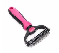 Jackanna Pet Double Sided Knot Comb Explosive Stainless Steel Cat and Dog Comb Cleaning and Care Dandruff Comb Pet Knot Comb (Red)