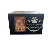 JACKANNA Pet Urn for Dog Ashes Dog Box Wood Black Gravestone Animal Urns for Dogs Reminder Dog Grief Pet Ash Box with Dog Urn and Ash Bag