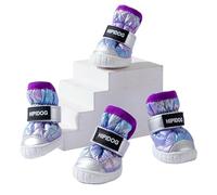 JACKANNA Pet Warm Cotton Shoes, Winter Non-Slip Thickened Dog Shoes, Teddy Bichon Small Dog Snow Boots, Puppy Paw Protectors (Purple Snow Boots, M)