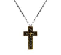 JACKANNA Thanos Cross Necklace Men: Antique Silver Stainless Steel Korean Squid Game 3D Cross Necklace with Secret Compartment with Dark Box Ten Character Cosplay Cross Chain Silver Men, Nicht haben