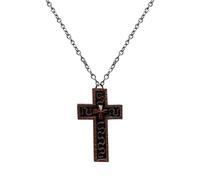 JACKANNA Thanos Cross Necklace Men: Antique Silver Stainless Steel Korean Squid Game 3D Cross Necklace with Secret Compartment with Dark Box Ten Character Cosplay Cross Chain Silver Men, Nicht haben