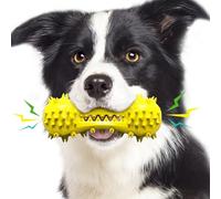 JACKANNA Toothbrush, dog chew toy, dog chew bones with the handle for cleaning, brushing teeth, chewing teeth, small, medium and large dog chewing (yellow)