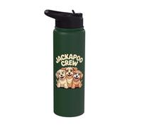 Jackapoo Crew Cartoon Mix Cross Poodle Terrier Breed Dog Stainless Steel Insulated Water Bottle
