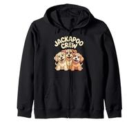 Jackapoo Crew Cartoon Mix Cross Poodle Terrier Breed Dog Zip Hoodie