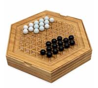 Jackaroo World Abalone Board Game - Marble Strategy Game - 2 Player Games - Marble Chess Game - Intellectual Chess Board Game - Strategy Games for Adults - Wooden Board Games 28 Black & White Marbles