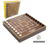 Jackaroo World Nine Mens Morris Board Game - 2 Player Games Ancient Rome Game - Marble Strategy Game Wooden Tic Tac Teo Game Mill - Wooden Board Game for Men & Woman Marbles Games for Adults (Walnut)