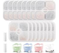 JACKCON 16 Pcs Cat Water Fountain Filters Water Fountain Filter Replacement Compatible with PIXI Triple Action Water Filters for Soft and Cleaning Pet Drinking Water