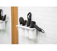 JACKCUBE DESIGN Wall Mount Hair Dryer Holder Hair Styling Product Care Tool Organiser Bath Supplies Accessories Tray Stand Storage Bathroom Steel Hair Dryer Holder: MK470 (White)