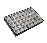 JackCubeDesign 40 Compartments Stackable Leather Jewellery Tray Earring Necklace Bracelet Ring Organiser Display Storage Box(Set of 1, Black, 40.6 x 24.4 x 4 cm)- :MK212-1A
