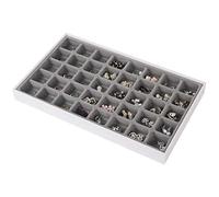 JackCubeDesign 40 Compartments Stackable Leather Jewellery Tray Earring Necklace Bracelet Ring Organiser Display Storage Box(Set of 1, White, 40.6 x 24.4 x 4 cm)- :MK212-2A