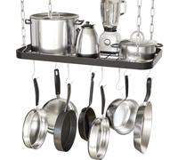 JackCubeDesign Ceiling Mount Grid Pot Pan Rack Hanger Organiser Kitchen Storage Shelf Tray Holder with Utility 8 Hooks(62 x 30 x 3 cm) - :MK397B