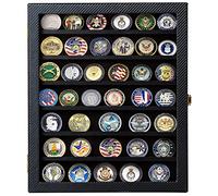 JackCubeDesign Military challenge coin & Casino poker chip & medals/ pins/ badges/ ribbons display case cabinet holder shadow box w/ acrylic door- :MK375A