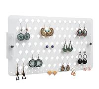 JackCubeDesign Wall Mount Earring Jewellery Holder Organiser hanger Storage Rack Display Clear Acrylic with 94 Holes(Clear, 39.8 x 23.8 x 2.3 cm) - :MK201B
