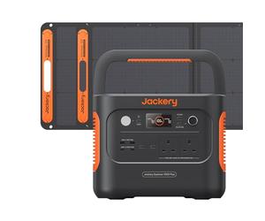 Jackery Solar Generator 1000 Plus 200W, 1264Wh portable power station with 2x 100W Solar Panel, LiFePO4 Battery, Expandable to 5kWh for Outdoor RV Camping