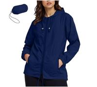 Jacket Coat Women Uk Waterproof Packable Thin Windbreaker Raincoat Drawstring Adjustable Hood Rain Jackets Zipper Pockets Lightweight Breathable Windproof Coat Storage Bag Travel Active Outdoor s