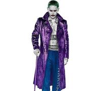 Jacket Craft Jared Leto Joker Suicide The Squad Purple Leather Trench Coat for Men, Purple, XS