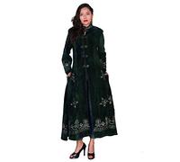 Jacket Long Velvet with Mirrors and Embroidery Work. Green XXL
