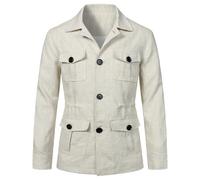 Jacket Men Uk Single Breasted Turn Down Collar Jacket Coat With Multiple Pockets Solid Color Long Sleeve Sweatshirt Coat Baggy Trendy Wearable Comfy Cargo Jackets Classic Stylish Top Blouse White
