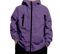Jacket Mens Waterproof Lightweight Jacket Hoody Quick Dry Full Zip Hooded Baggy Windbreaker Outdoor Casual Hiking Unisex Packable Windproof Raincoats Safety Comfortable Warm Hiking Sweatwear Purple