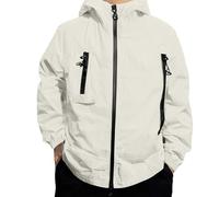 Jacket Mens Waterproof Lightweight Jacket Hoody Quick Dry Full Zip Hooded Baggy Windbreaker Outdoor Casual Hiking Unisex Packable Windproof Raincoats Safety Comfortable Warm Hiking Sweatwear White