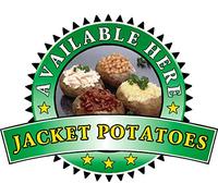 Jacket Potato Sold Here Sticker - Catering Sign Window Decal Cafe Restaurant Ice Cream (Medium 210 x 285mm, Green)