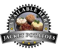 Jacket Potato Sold Here Sticker - Catering Sign Window Decal Cafe Restaurant Ice Cream (Medium 210 x 285mm, Black)