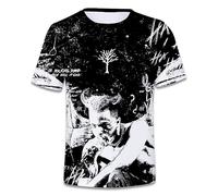 Jacket teen children rapper xxxtentacion commemorative 3D round neck print short-sleeved T-shirt (3XL, 5)