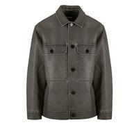 Urban Classics Synthetic Vintage Leather Overshirt Grey M Men