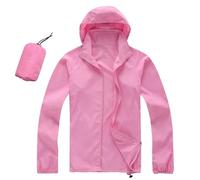 Jacket Women Rain Jacket All Season Solid Color Packable Lightweight Windproof Hooded Rainwear for Outdoor Travel Hiking Cycling, pink, S
