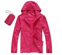 Jacket Women Rain Jacket All Season Solid Color Packable Lightweight Windproof Hooded Rainwear for Outdoor Travel Hiking Cycling, Rd3, L