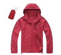 Jacket Women Rain Jacket All Season Solid Color Packable Lightweight Windproof Hooded Rainwear for Outdoor Travel Hiking Cycling, RD1, L